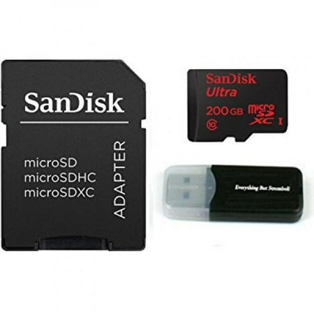 Sandisk Micro SDXC Ultra MicroSD TF Flash Memory Card 200GB 200G Class 10 for Samsung Galaxy S7 / Galaxy S7 Edge Phone w/ Everything But Stromboli Memory Card (Best Micro Sd Card For Galaxy S7)