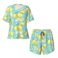 thumbnail image 4 of Kdxio Yellow Lemon Print Pajamas Sets for Women Short-Sleeved Pjs with Lounge Shorts Two Piece Sleepwear S-4XL, 4 of 9