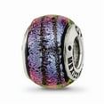 thumbnail image 1 of Fancy Bead White Sterling Silver Glass 11.82 mm 5.45 Reflections Purple Dichroic Bead, 1 of 3