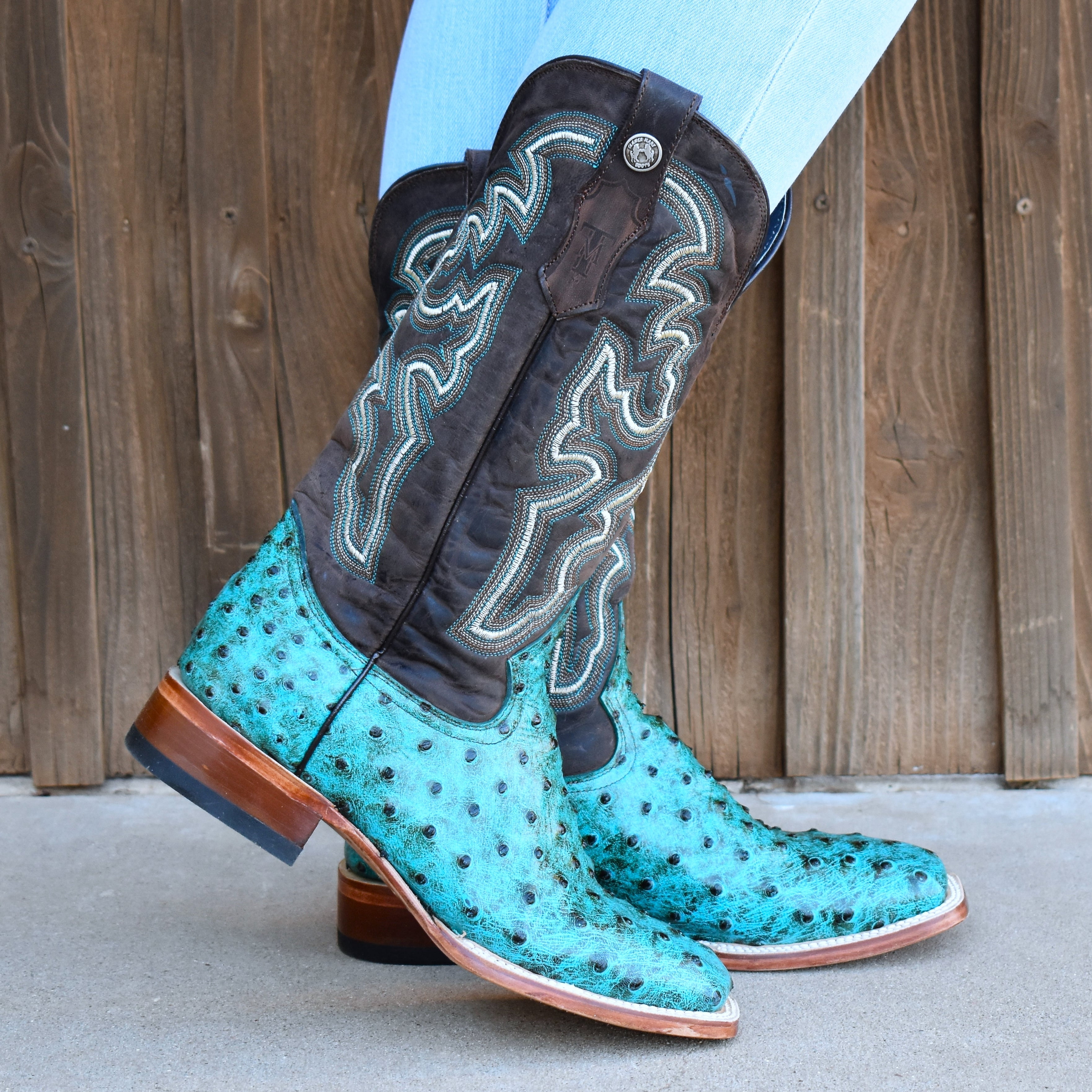 #15 Light Blue / Turquoise Ostrich Finish Western Boot Roper Women main image 2