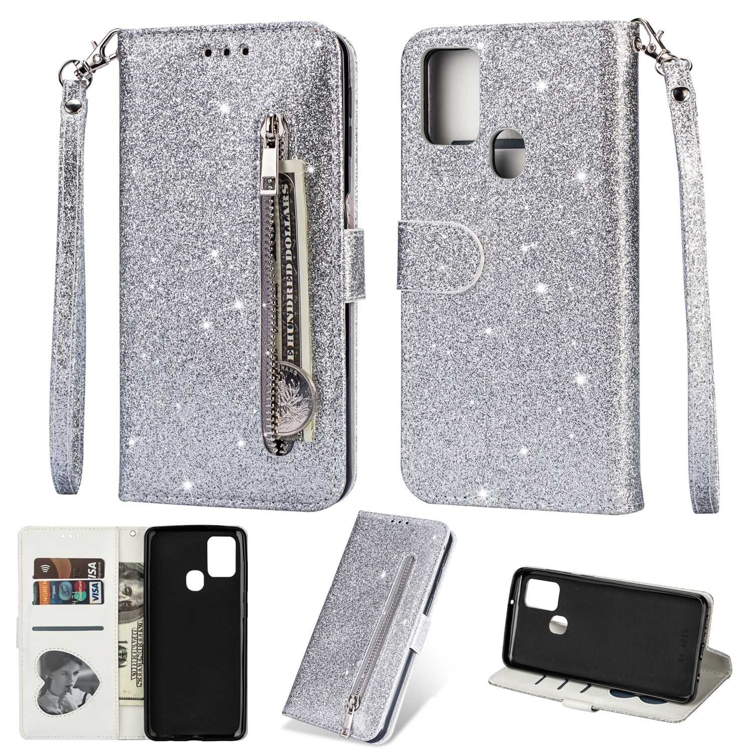 Allytech Glitter Wallet Case for Samsung Galaxy A21s Bling