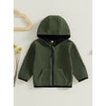 thumbnail image 2 of aturustex Little Boys Girls Basic Plush Hoodie Lightweight 6M 12M 18M 2T 3T 4T Toddler Solid Zipper Cardigan Jacket Fleece Hooded Sweatshirts Infant Bon Warm Daily Spring Fall Winter Clothes, 2 of 7