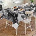 thumbnail image 4 of Grey Black Leaves Rectangle Tablecloth, Summer Botanical Watercolor Leaf Waterproof & StainResistant Tablecloth, Washable Oil-proof Table Cover for Dining/Party/Wedding/Camping/Buffet 60x120 In, 4 of 9