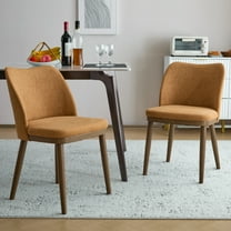 GDF Studio Mid-Century Modern Upholstered Dining Chairs with Curved Backrest and Wood Frame, Ginger Walnut, Set of 2