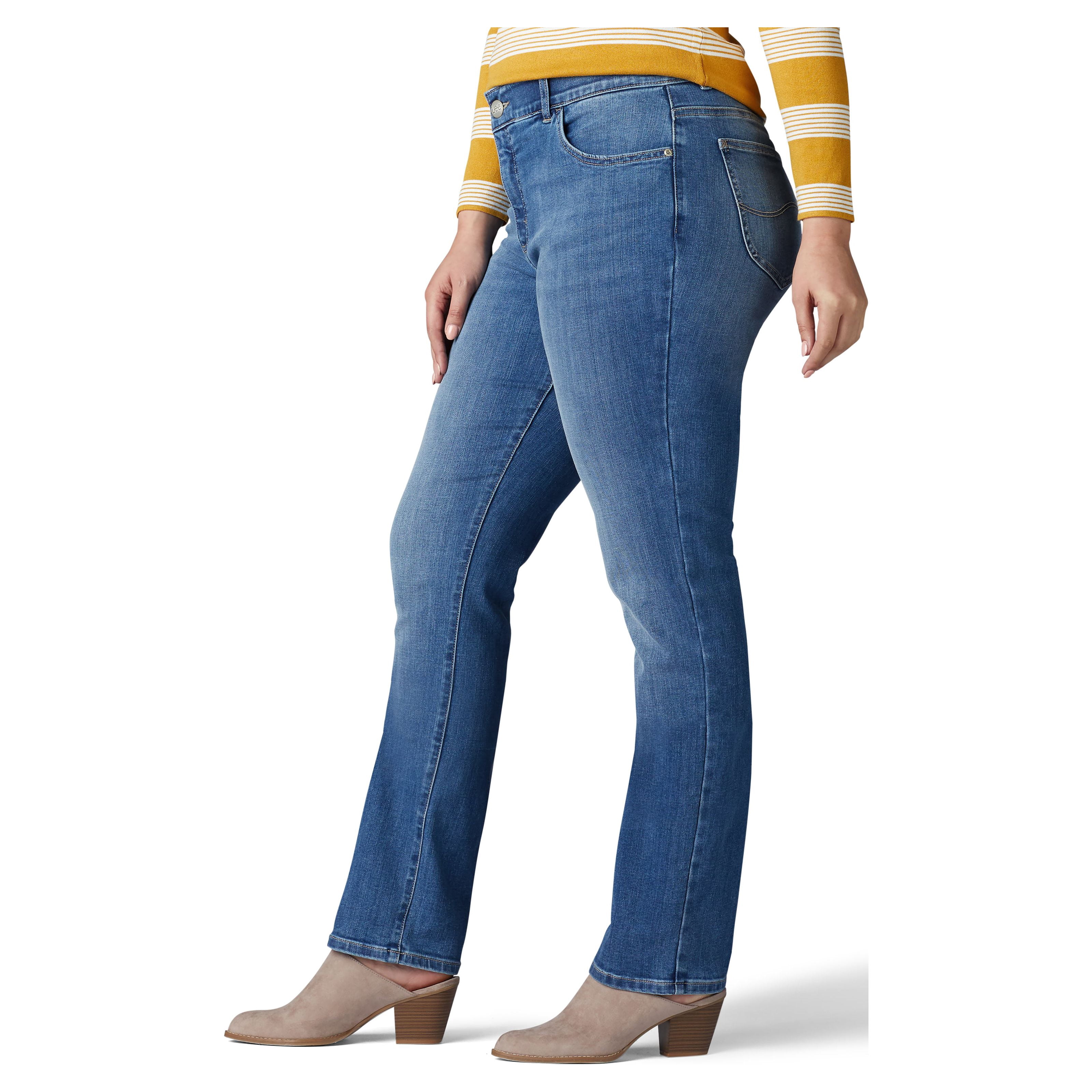 Lee Women's Plus Flex Motion Straight Leg Jean, Available in Regular, Long, Short Inseams