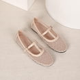 thumbnail image 4 of Samdudou Mary Jane Shoes for Women Closed Toe Flat Sandals Breathable Hollow Out Fishnet Mesh T Strap Buckle Vintage Casual Walking Footwear for Office Street, 4 of 8