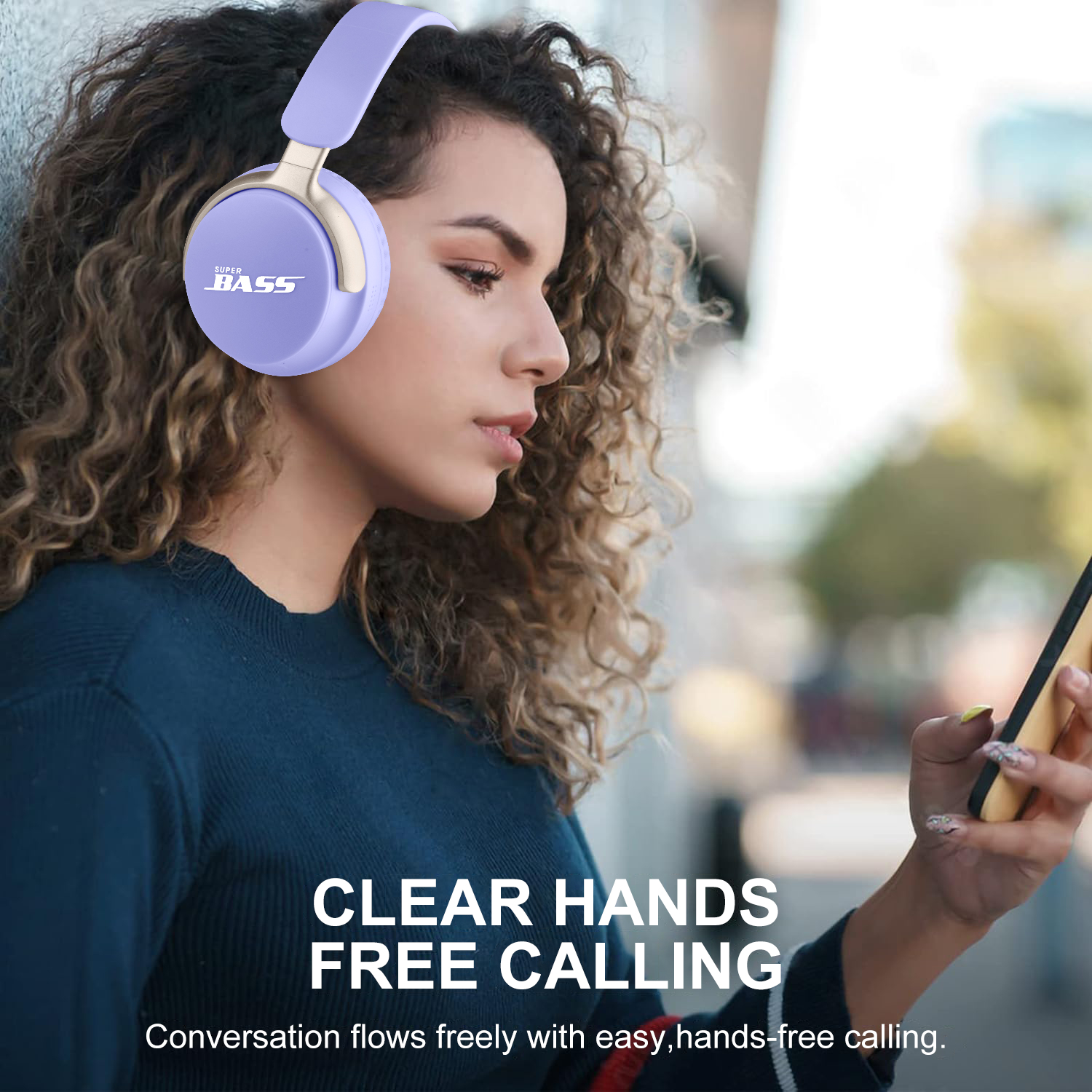 Ailkin Bluetooth Over-Ear Headphones with Noise Cancelling, Purple photo 7
