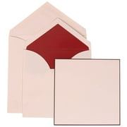 JAM Paper Wedding Invitation Set, Large Square, Black Border Set, White Card with Red Lined Envelope, 50/pack