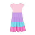 thumbnail image 3 of yillto Girls Summer Dresses Ruffle Short Sleeve Crew Neck Casual Flowy Tiered Midi Sundress 1-15 Years, 3 of 5