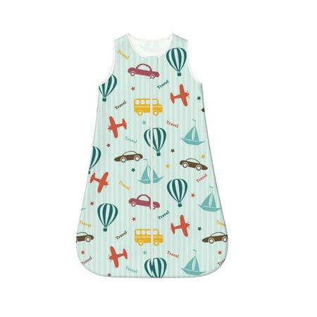 

Fotbe Transport Travel Pattern Sleep Sack - Baby Wearable Blanket with Zipper Extra Soft Cotton Sleeveless Sleeping Bag for Infants-X-Large