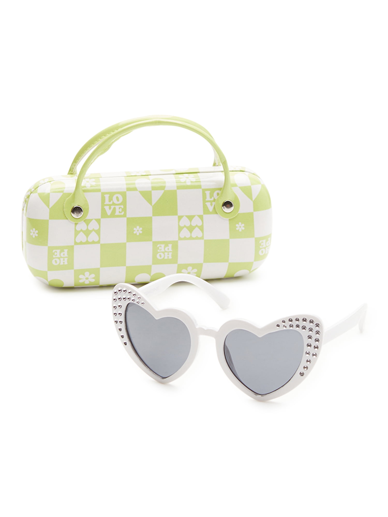 Kids Heart Sunglasses With Cat Carrying Case For Girls_voghion.com