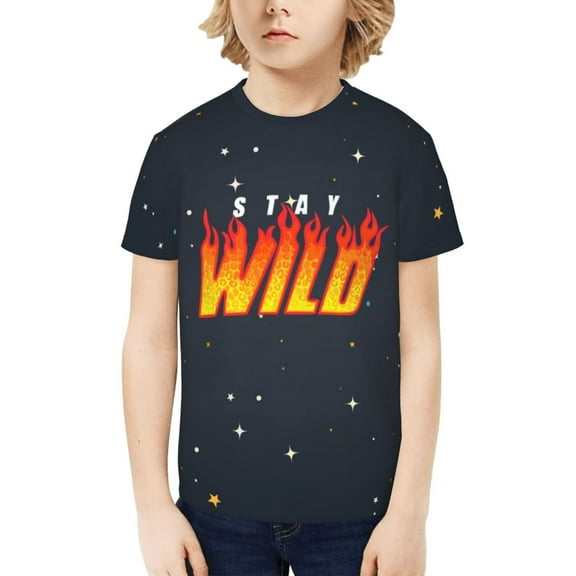 Ben Azelart Stay Wild Kids T-Shirt 3d Printed Graphic T-Shirts Boys And Girls Short Sleeve Shirts For Youth Kids X-Small