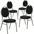 thumbnail image 2 of Flash Furniture 4 Pack HERCULES Series Teardrop Back Stacking Banquet Chair in Black Patterned Fabric - Silver Vein Frame, 2 of 14
