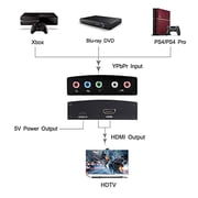 YPbPr to HDMI Converter with Audio Extractor, Component to HDMI Converter, Component Video Adapter for HDTV, Supports 1080P and Digital Audio