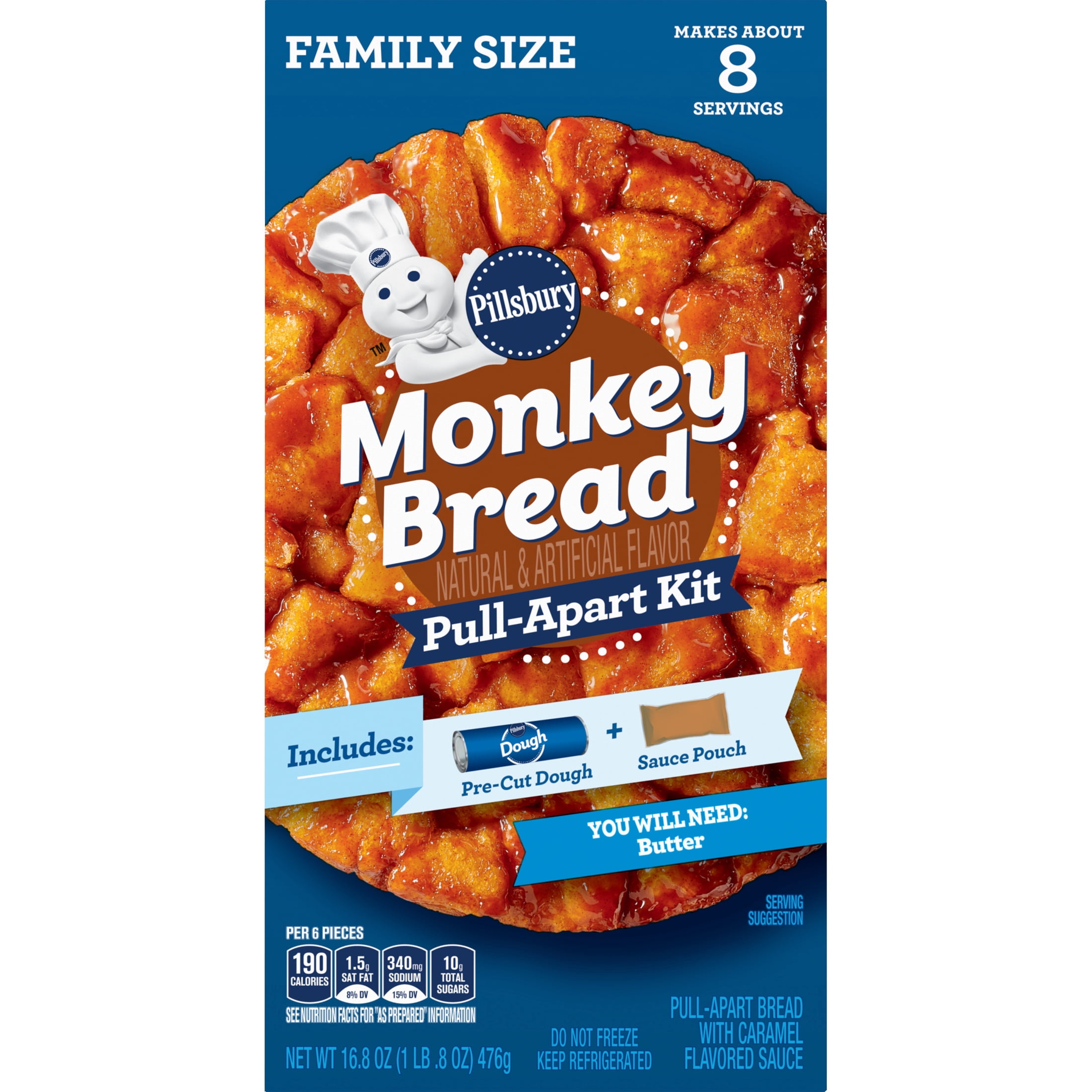 Pillsbury Pull-Apart Kit, Monkey Bread Dough and Sauce, Family Size, 16.8 oz