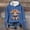 Blue, variant on Womens Graphic Hoodie Flower Wreath Highland Cow Graphic Pullover Hooded Long Sleeve Cottagecore Festival Top S