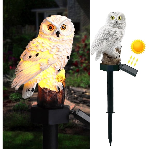 EclatrisLume Solar Garden Light Outdoor, Owl Solar Garden Stake Light, Waterproof Warm White LED Light for Garden, Patio, Yard, Lawn, Walkway Decoration (White)