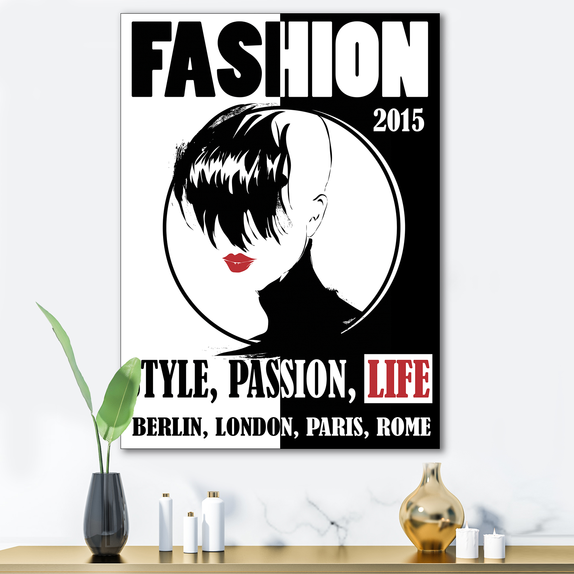 Designart ' Style Passion Life Fashion Woman III ' Vintage Canvas Wall Art Print