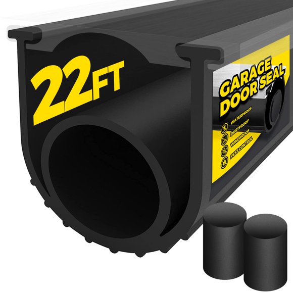 Burlete de goma Holikme para puertas de garaje, 20 pies, negro