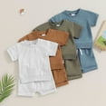 thumbnail image 3 of Douhoow Summer Toddler Baby Boys Clothes 6 12 18 24 Months 3 Years Solid Color Short Sleeve T-Shirt Shorts 2Pcs Casual Outfit, 3 of 9