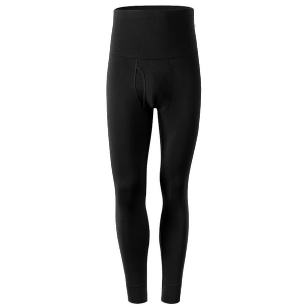 Pantalones largos de algodón para hombre, otoño e invierno, finos, ajustados, de doble capa, de cintura alta, cálidos, elásticos, a la moda