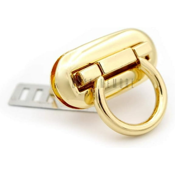 2 Pack Metal Turn Lock Oval Craft Case Clasp Flip Lock Bag Purse Making Supplies (Small 1-1/4", Gold)