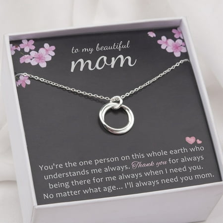 Anavia Mother's Day Gifts for Mom, to my beautiful Mom Card Gift 925 Sterling Silver Necklace, Birthday Gift for Mom