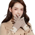 thumbnail image 1 of WZXFASHION Ladies' Alpaca Like Knitted Gloves With Fleece Lined Interior Double Layer Wrist Opening And Sensitive Screen Function For Warmth Clothing Shoes & Accessories Khaki One Size, 1 of 4
