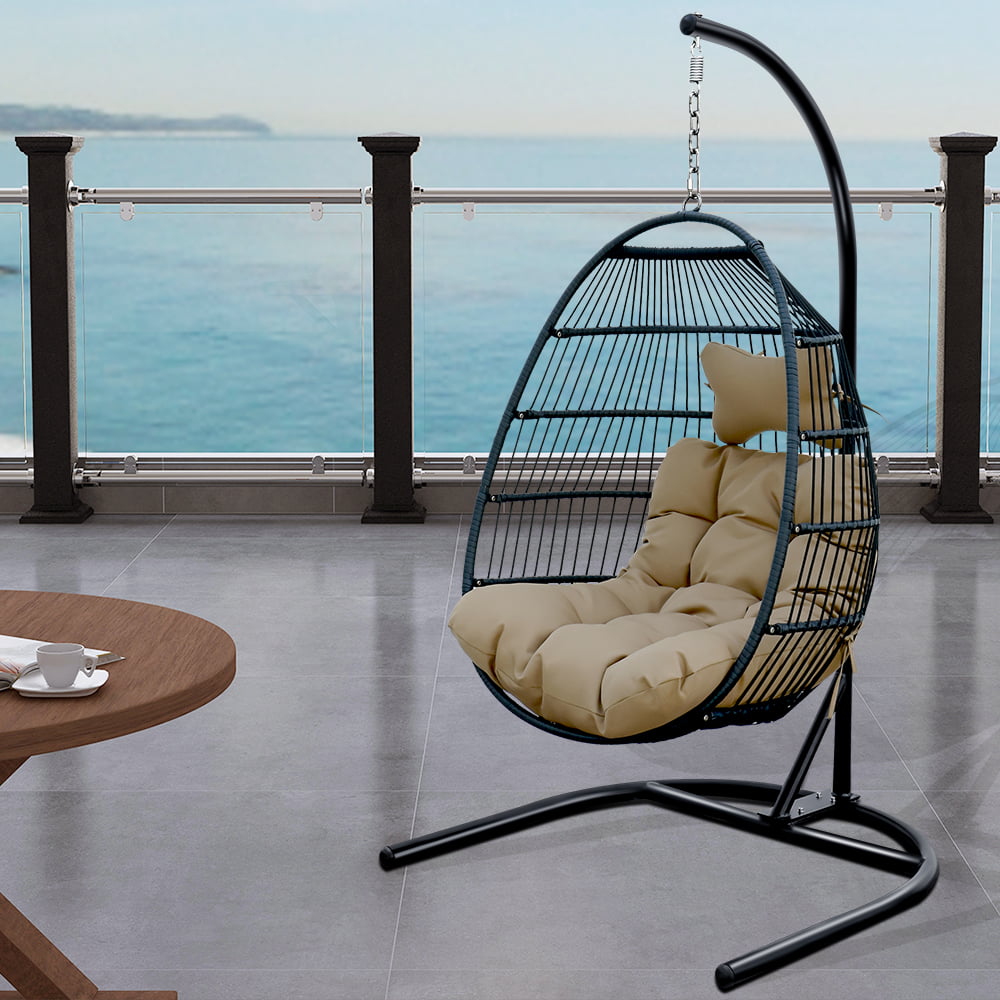 Egg Chair With Stand In Door Outdoor, Hanging Egg Patio Swing With Base