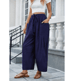 thumbnail image 6 of SOMER Womens Pleated Flowy Wide Leg Pants Cotton Linen Drawstring Elastic Waist Casual Loose Harem Palazzo Trousers with Pockets, 6 of 6