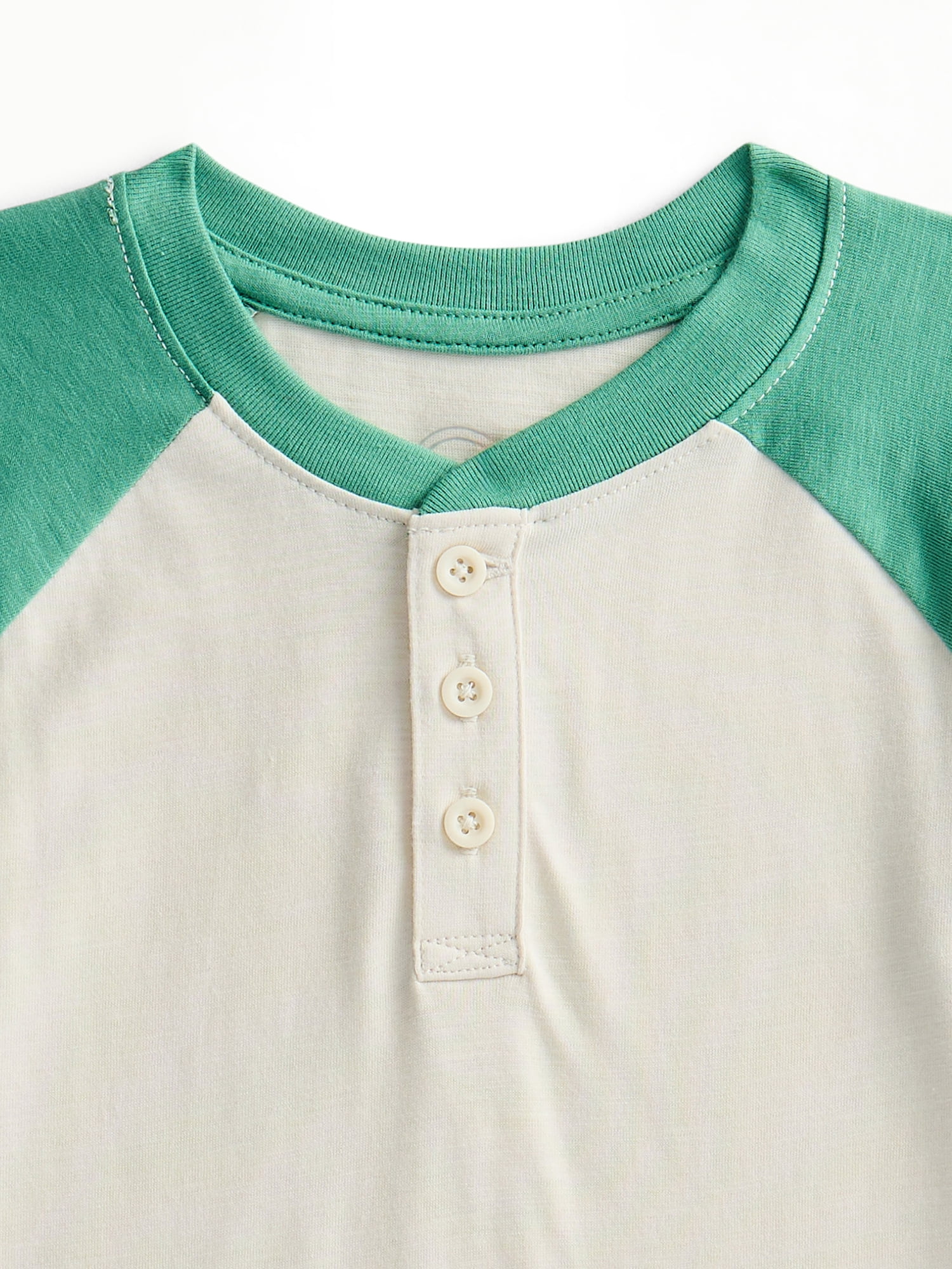 Wonder Nation Boys Raglan Henley T-Shirt with Short Sleeves, Sizes 4–18 & Husky