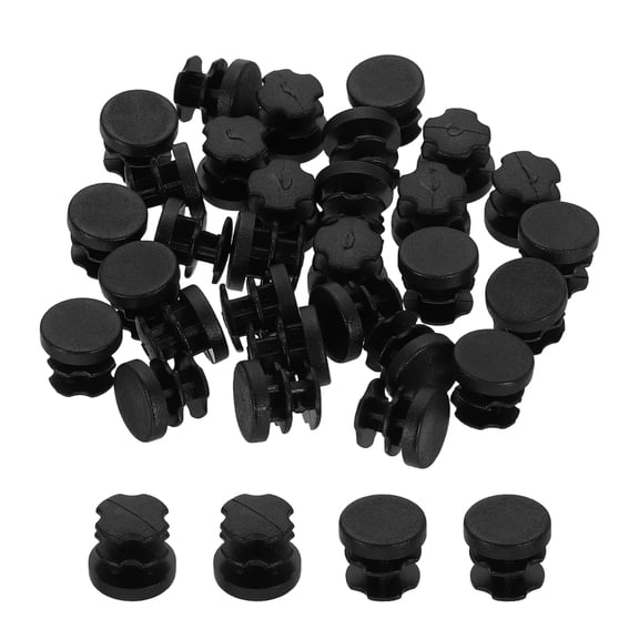 60Pack 3/8"(9.5mm) Plastic Hole Plug, Round Tubing Inserts, Furniture End Cap Protection Glide for Chair Sofa Table Shelf, Black