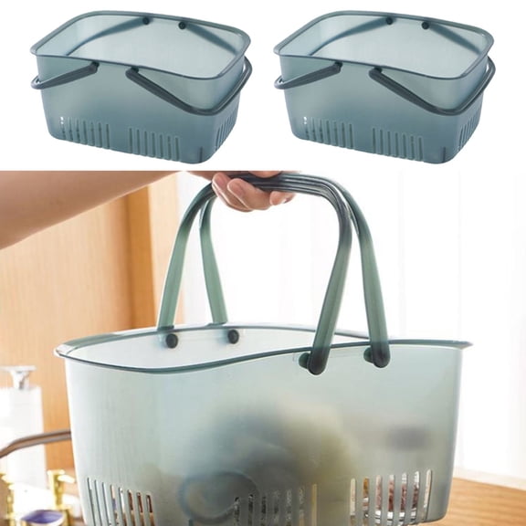 Portable Bath Basket 2Pcs Transparent Blue,2Pcs Shower Caddy Basket Portable Shower Tote Plastic Dorm College Shower Organizer Bucket with Handles Storage Shower Caddy Organizer