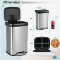 thumbnail image 3 of Costway 13.2 Gallon Step Trash Can Stainless Steel Airtight Garbage Bin for Home Kitchen Silver, 3 of 9