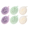 thumbnail image 1 of 6Pcs Bath Ball Bath Bubble Net Solid Color Bath Sponge Portable Bath Flower Bathing Accessories Purple Green Light Yellow for Each 2Pcs, 1 of 7