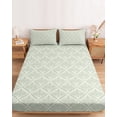 thumbnail image 2 of Full Size Fitted Sheet Set - Teal Floral 3 Piece Bedding Sets 16" Deep Pocket Fitted Sheet with 2 Pillowcases Vintage Modern Geometric Abstract Art Brushed Microfiber Hotel Luxury Bed Sheets, 2 of 9