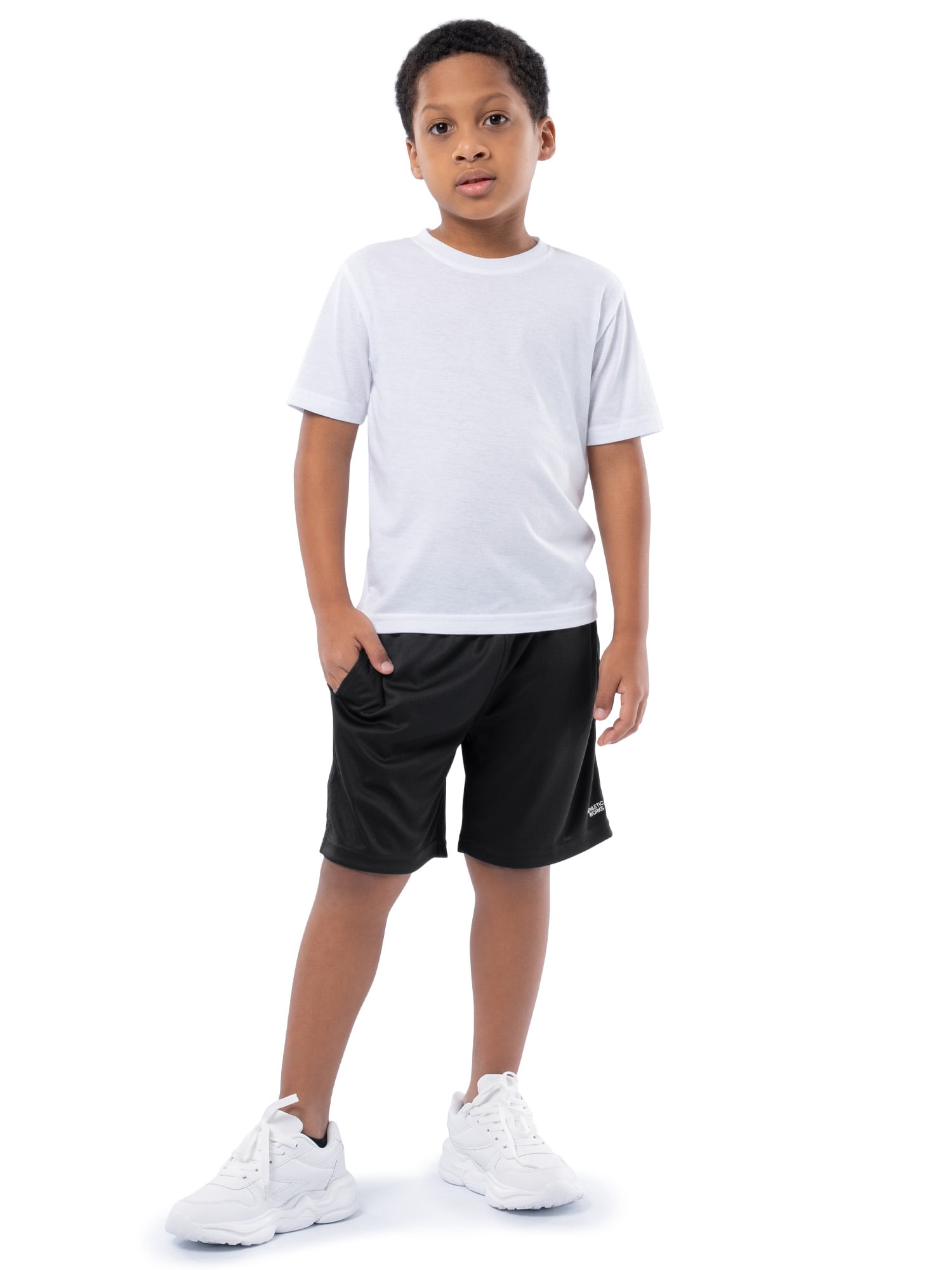 Athletic Works Boys Core Performance Shorts, 2-Pack, Sizes 4-18 & Husky