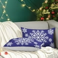 thumbnail image 5 of Christmas Throw Pillow Covers Decorative 20 X 12 Inches Pack of 2 Cozy Fleece Snowflakes Cushion Cases for Couch Sofa Bed Living Room Navy Blue, 5 of 6