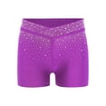 thumbnail image 3 of Oyolan Girls Ballet Dance Shorts Gymnastics Sports Bottom Figure Skating Shiny Rhinestone Shorts Purple 16, 3 of 5