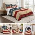 thumbnail image 6 of Full Quilt Set 78''x90'', Vintage American Flag Lightweight Summer Bedspread Coverlet Set with 2 Pillow Shams, Blue Red White Star US Flag Breathable All Season Quilt Bedding for Bedroom/Guest Room, 6 of 9