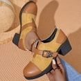 thumbnail image 2 of Womens Brown Chunky Heel Mary Jane Shoes - 3 Inch Block Heel Comfort Pumps, Round Toe Buckle Strap, Retro Faux Suede & Patent Vegan Faux Leather,Size 7.5, 2 of 9