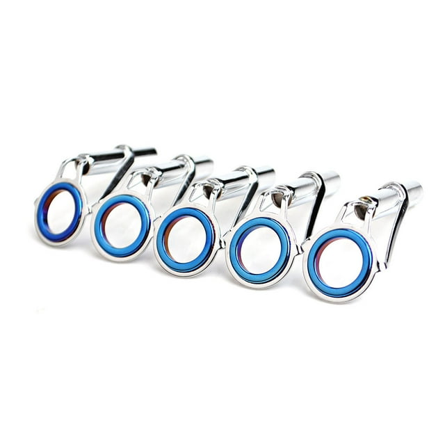 Soidarity Paquete de 5 puntas de ojo de guía de caña de pescar universal anillos de guía de línea de acero inoxidable accesorios de aparejos de pesca Pescar Azul plateado Talla 9 Soidarity OD027379-03