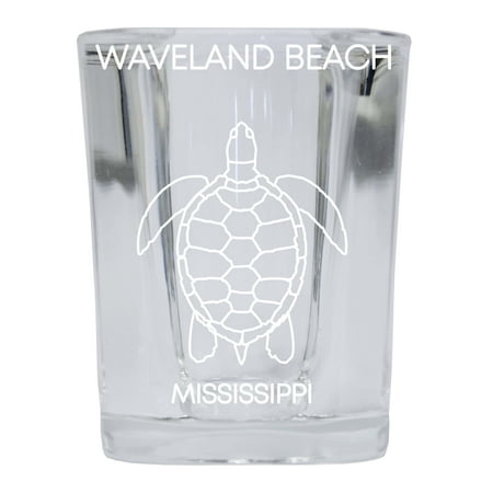 

Waveland Beach Mississippi Souvenir 2 Ounce Square Shot Glass laser etched Turtle Design