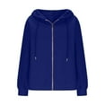 thumbnail image 5 of Mlzmgr Cotton Shirts for Women Zip up Long Sleeve Hooded Sports Casual Jackets for Women Solid Color, 5 of 6