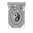 thumbnail image 2 of Ambesonne Tribal Fitted Sheet & Pillow Sham Set, Eastern Blossom Yin Yang, Twinxl, Black White, 2 of 3