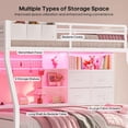 thumbnail image 5 of Afuhokles Bunk Bed Twin Over Twin with 4 Storage Drawers and Shelves, Charging Station, Metal Loft Bed with LED Light, White, 5 of 8