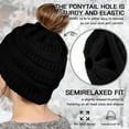 thumbnail image 5 of Hello Kitty Ponytail Beanie for Women Winter Warm Beanie Tail Soft Stretch Cable Knit Messy High Bun Hat Black, 5 of 6