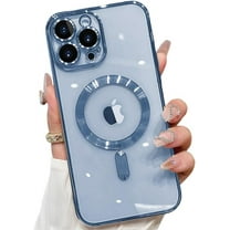 Magnetic Case for iPhone 15 Pro Max Case Clear Compatible with MagSafe Built-in Camera Lens Protector Soft Slim Shockproof Phone Case Cover for iPhone 15 Pro Max 6.7" - Blue