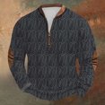 thumbnail image 1 of Blusas y camisas de manga larga con cuello redondo para hombre, talla grande, tejido de punto, estampado, media cremallera, cuello redondo, estampado vintage, manga larga, blusa de poliéster para homb, 1 of 4