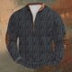 thumbnail image 1 of Blusas y camisas de manga larga con cuello redondo para hombre, talla grande, tejido de punto, estampado, media cremallera, cuello redondo, estampado vintage, manga larga, blusa de poliéster para homb, 1 of 4